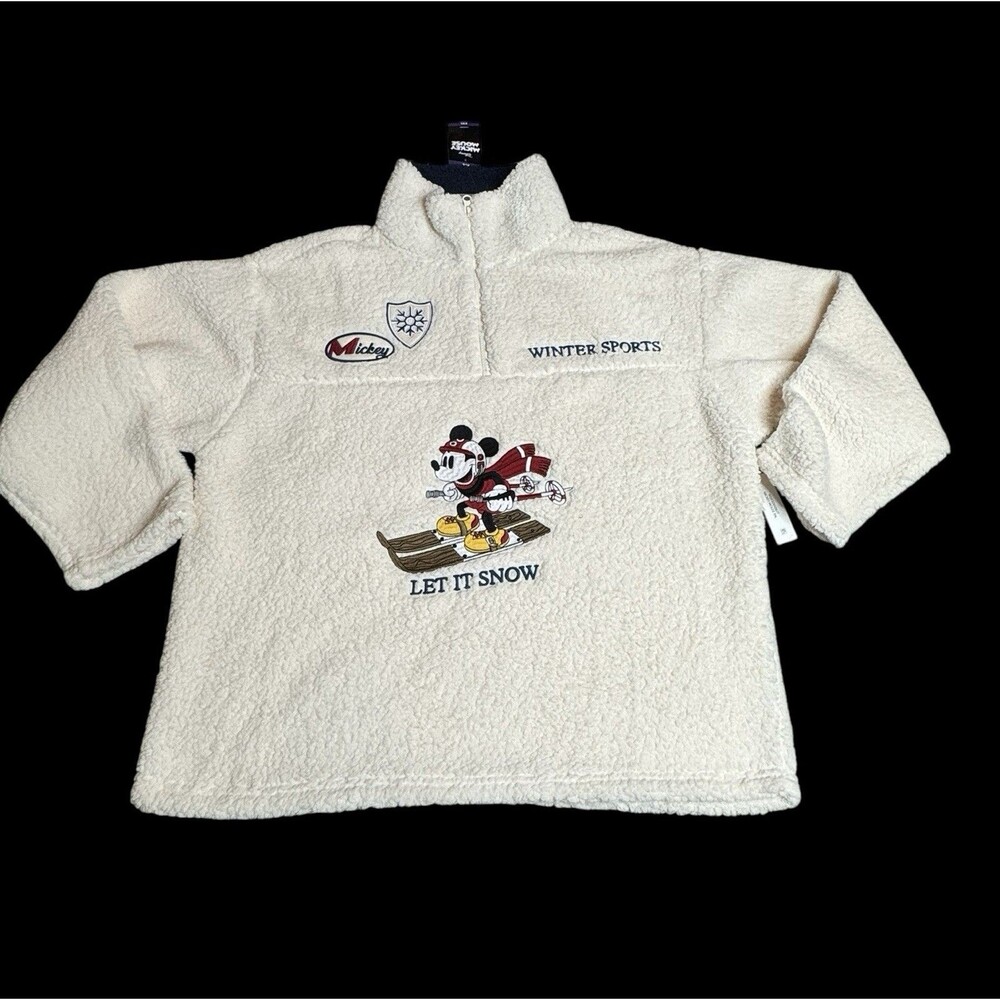 Disney Mickey Mouse Women’s Plus Size XXL Sherpa Quarter-Zip Pullover ❄️🐭